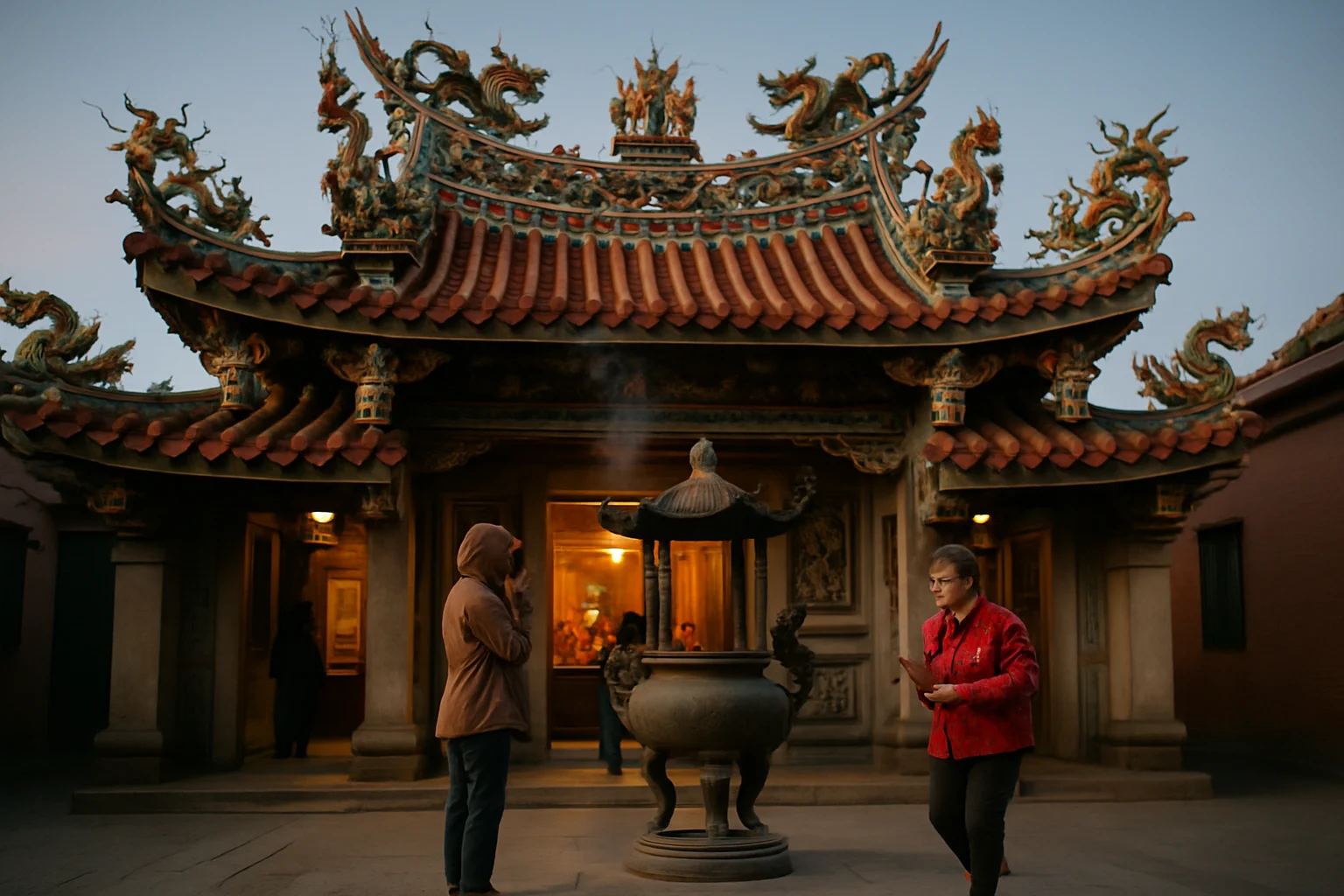 白沙屯媽祖粉紅神轎在進香路上被香燈腳包圍的盛況