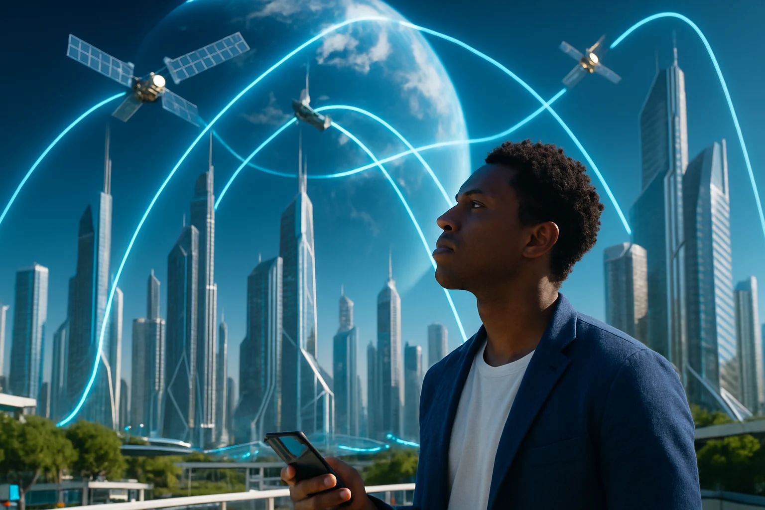 太空算力支持的智慧城市应用场景示意图