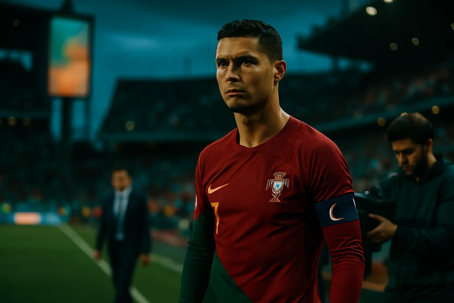 Cristiano Ronaldo mặc áo đội trưởng Bồ Đào Nha, băng tay đội trưởng, chuẩn bị ra sân tại World Cup 2026 Bắc Mỹ
