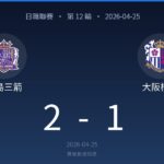 試合結果: 広島三箭 2 - 1 大阪櫻花（2026-04-25）