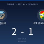 Match result: Kawasaki Frontale 2, JEF United Chiba 1, dated 2026-04-25.