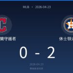 MLB game final: Guardians 0, Astros 2 on 2026-04-23.