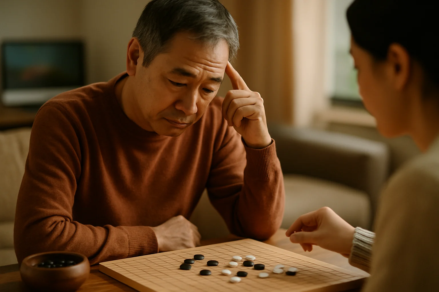 五子棋黑白棋子排列在15x15棋盤上的對弈場景